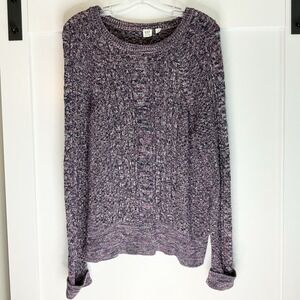 Gap‎ 100% Cotton Cable Knit Sweater Purple Fisherman Chunky Women's Size XL